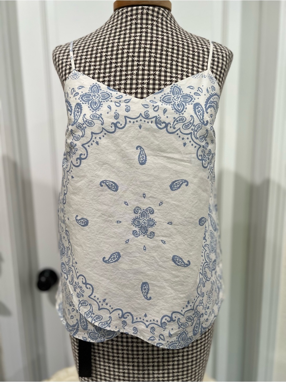 Parker Blue White Paisley Cami Tank Top Size 4 Bandana Print